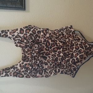 One Piece Leopard Print Plus Size Bathing Suit 18 W Full Coverage by Aqua Eve